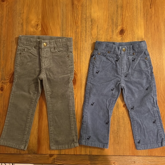 Janie and Jack Other - 2 Janie & Jack Corduroy pants 18-24 + 2T Reindeer Blue & Solid Gray